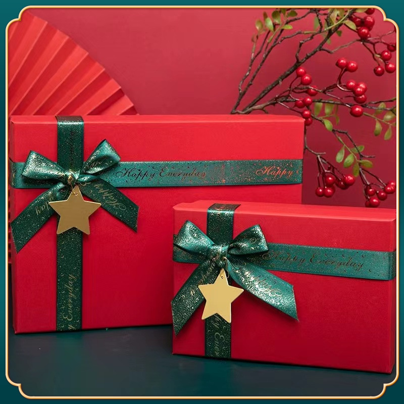 Red Heaven and Earth Cover Gift Box Birthday Gift Packaging Box Souvenir Bow Large Gift Box Empty Box High-End
