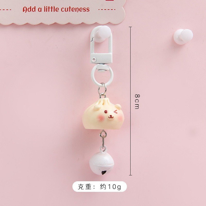 귀여운 돼지빵 키링/딸랑이 - 미색 곰돌이