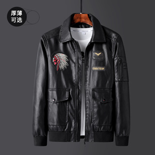 Autumn Men's Leather 2021 New Slim-fit Korean Style Handsome Baseball Collar Leather Jacket Spring and Autumn Coat Plus Size