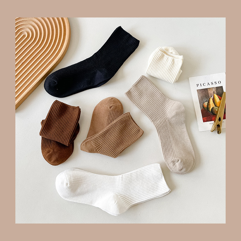 Autumn and Winter Long Socks White ins Casual All-match Stacks College Style Sports Warm Mid-length Socks Long Socks