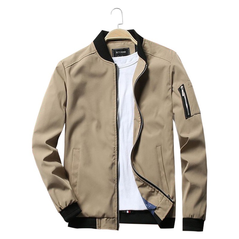 Chaqueta masculina con cremallera – estilo casual, delgada, disponible en tallas grandes