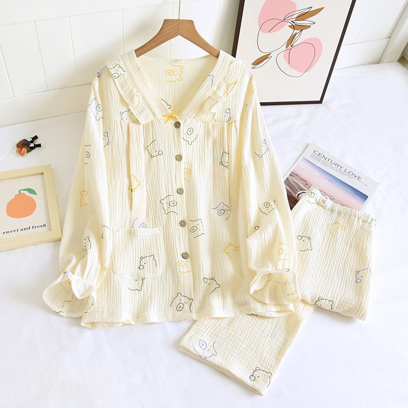 ZHY 컬러풀 베어 크레이프 브이넥 감금복