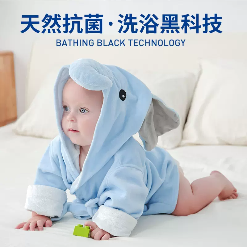 跨境竹纤维儿童浴袍卡通造型 连帽磨毛婴儿斗篷 宝宝洗澡巾可代发