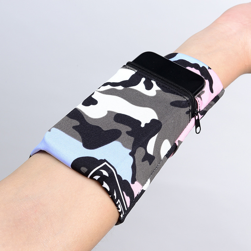 Sports Running Camouflage Ice Silk Summer Fitness Ultra-Thin Phone Wrist Bag Printed Quick-Dry Cycling Phone Case Bag
