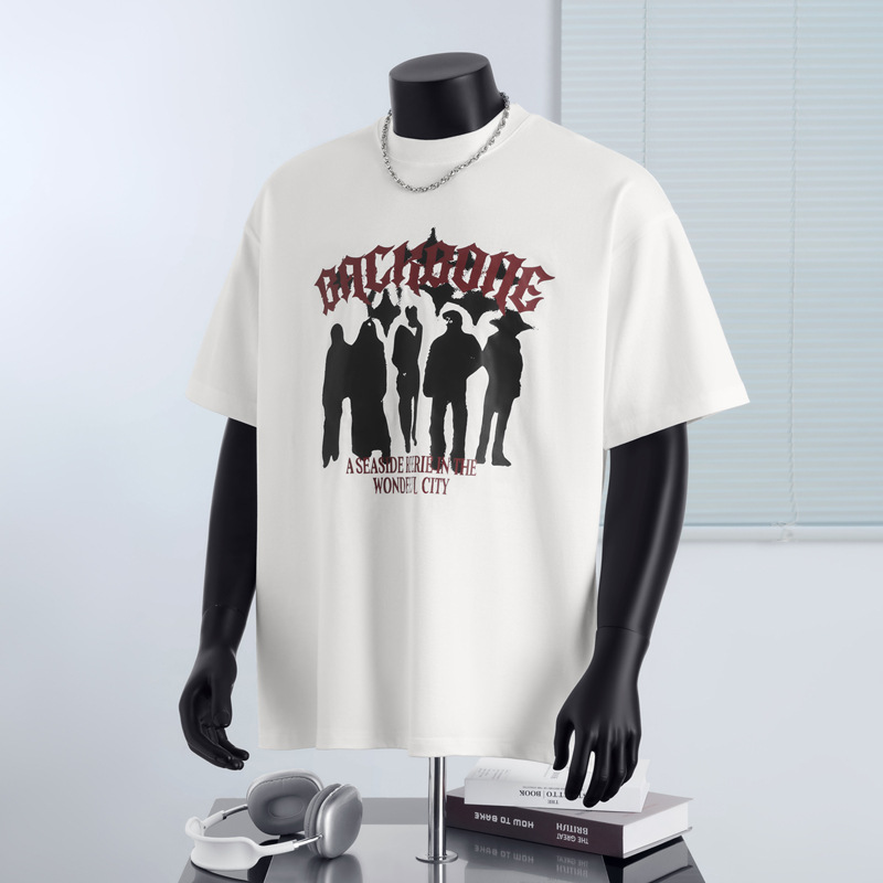 男装重磅新疆棉美式街头复古个性短袖T恤夏季宽松百搭上衣服女ins