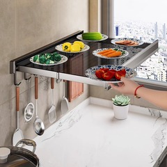 キッチン折りたたみおかずラック壁掛け式伸縮ステルスラック収納省スペース多機能おかず
