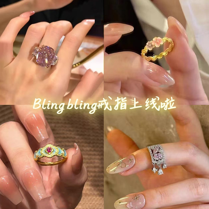 Light Luxury Fashion Color Enamel Dropping Glaze Ring Exquisite Style Elegant Temperament High-grade Flash Diamond Finger Ring Jewelry Light Luxury Fashion Color Enamel Dropping Glaze Ring Exquisite Style Elegant Temperament High-grade Flash Diamond Finger Ring Jewelry