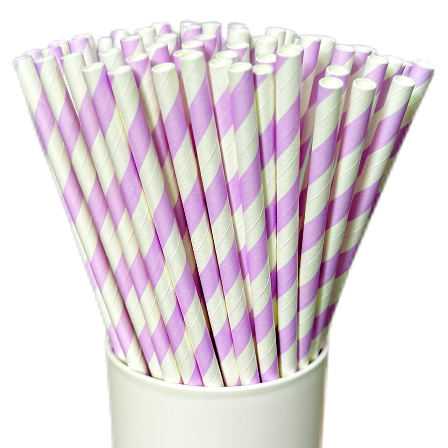 Gran cantidad en stock paja de papel desechable al por mayor paja de papel degradable paja de la serie púrpura