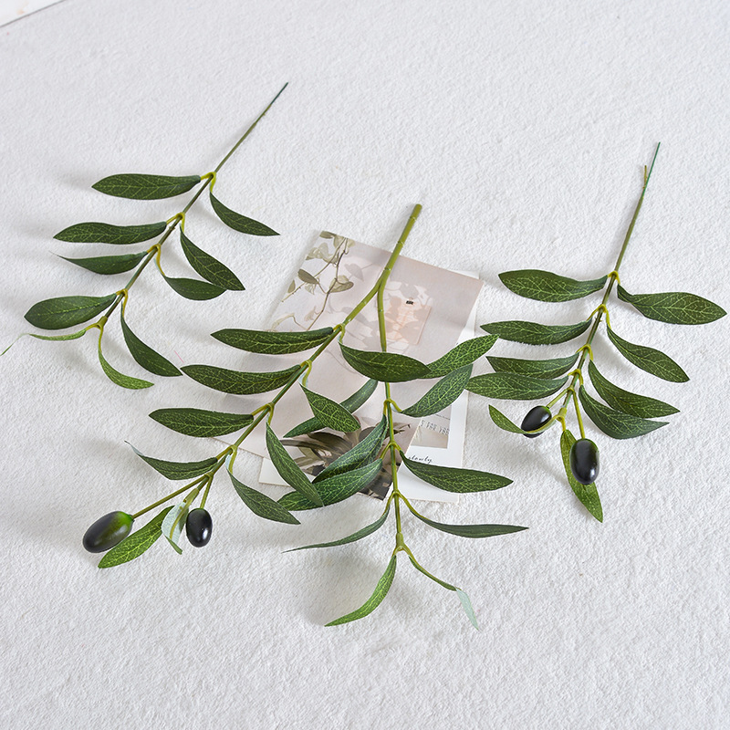 Olive Branch Artificial Green Branches and Leaves with Fruit Plant Flower Arrangement Fake Flower Living Room Decoration Ornaments Potted Hotel Scandinavian