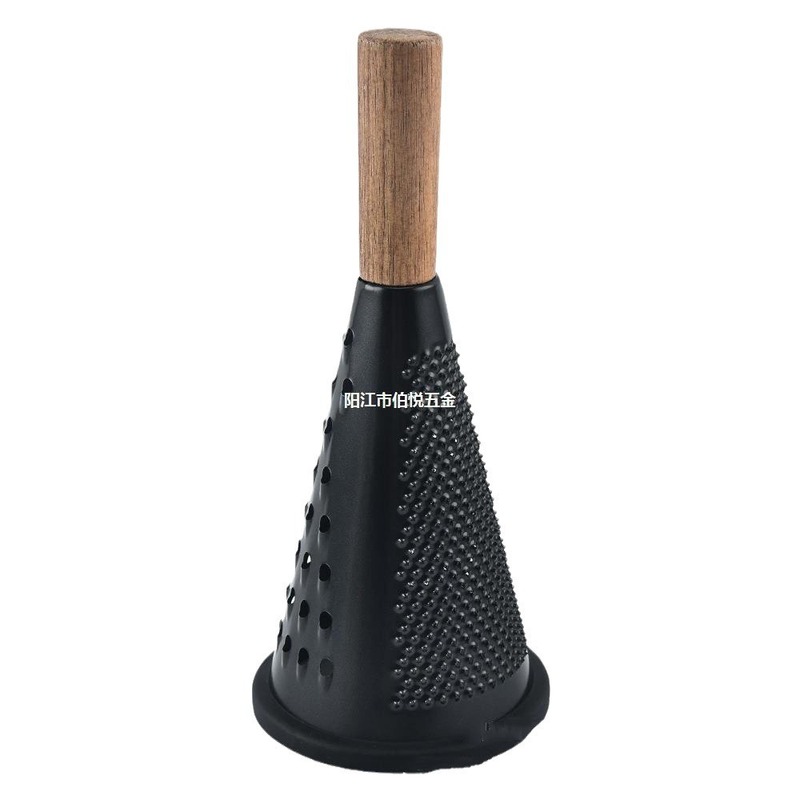 8.5inch ブラックコーンステンレス鋼おろし金キッチン多目的フルーツ、ジャガイモ、野菜カッティング木製ハンドルコーンおろし金|undefined