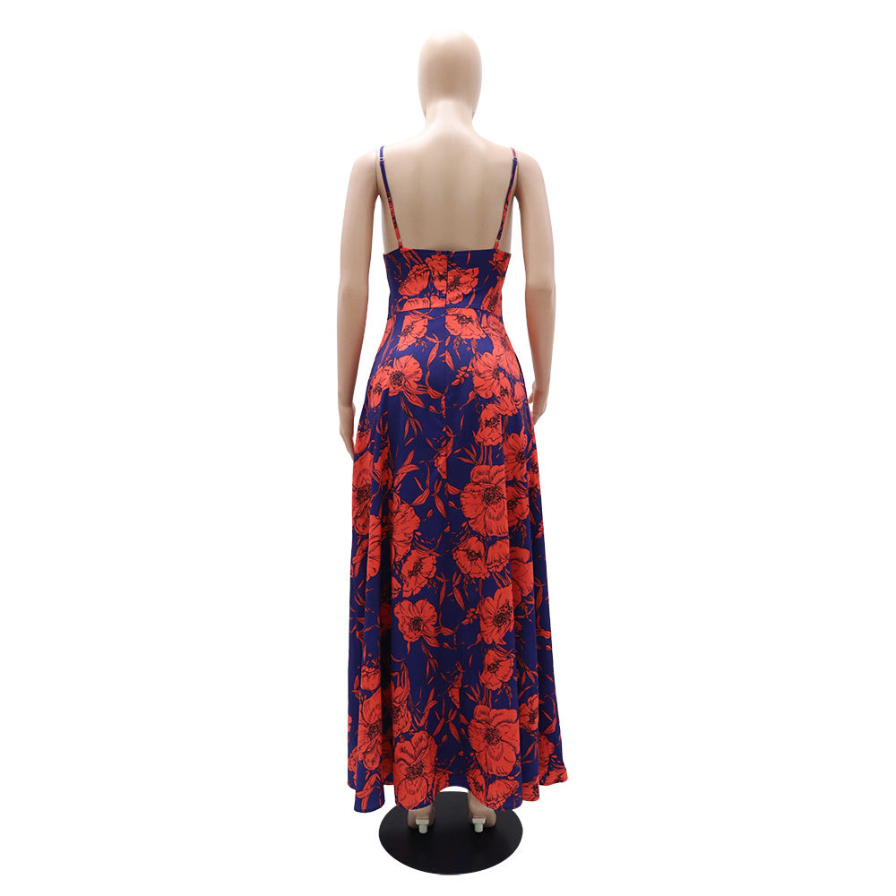 Painted Flower Pattern Wholesale Women's Elegant Painted Flower Daily Strap Sleeveless Regular Dress