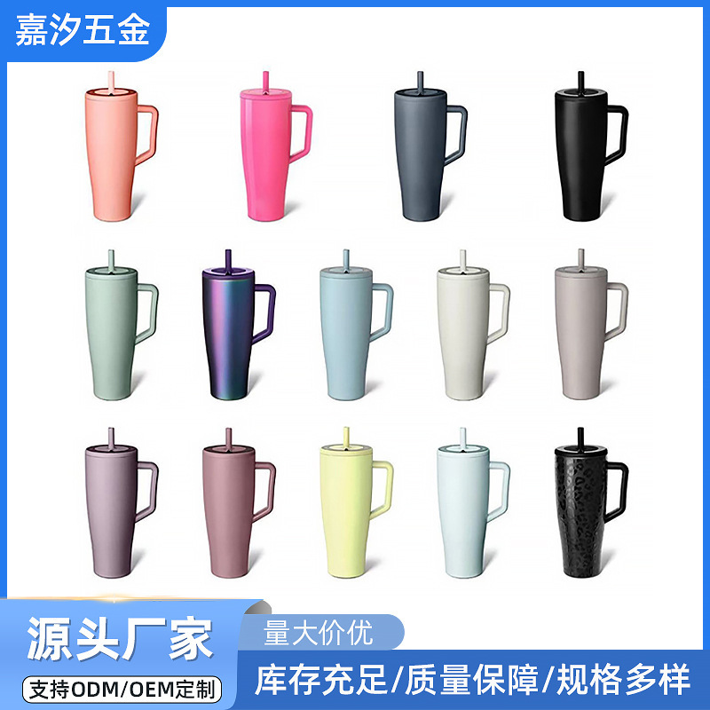 New 40oz handle ice cup 304 stainless steel thermos cup double drink coffee cup portable car cup