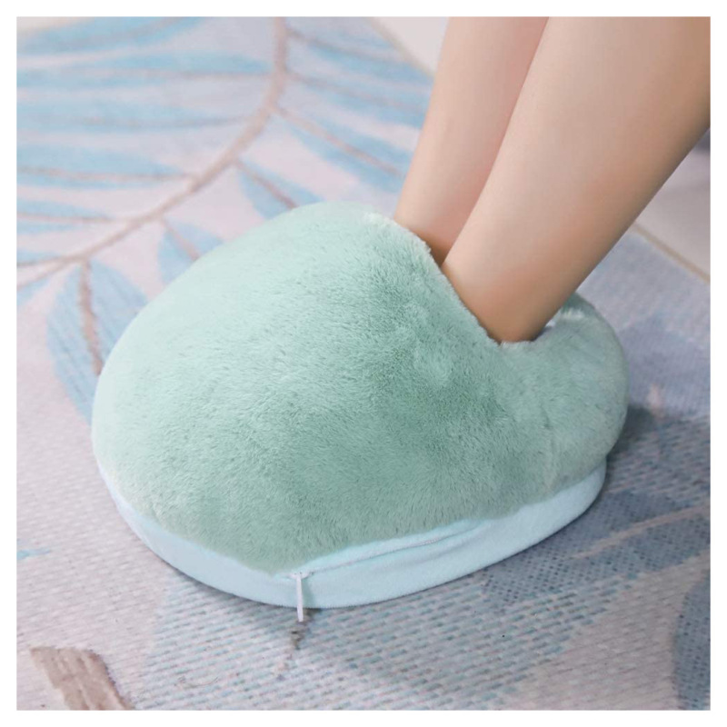 USB Electric Foot Warmer Heating Slippers Foot Warmer Home Electric Heating Shoes Solid Color Imitation Rabbit Fur Electric Heating Shoes Heating Artifact