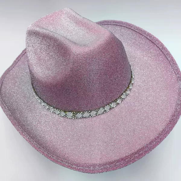 New Style Glass Fiber Cowboy Hat with Personalized Hoop and Diamond Decoration for Stage and Party Use