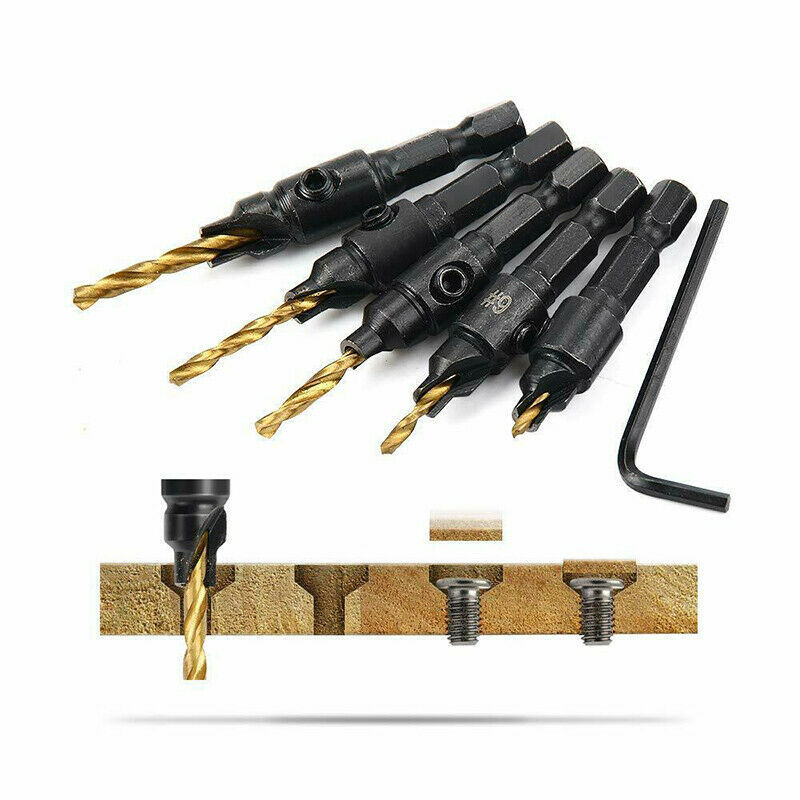 Cross-border 4PC/5PC hex shank countersink drill, wood countersink screw drill, one-piece hole opening, countersink chamfer drill bit