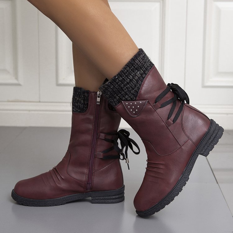 Large Size Short Boots Women Fashion Explosion Outer Boots Women Solid Color Low Heel Short Boots_voghion.com