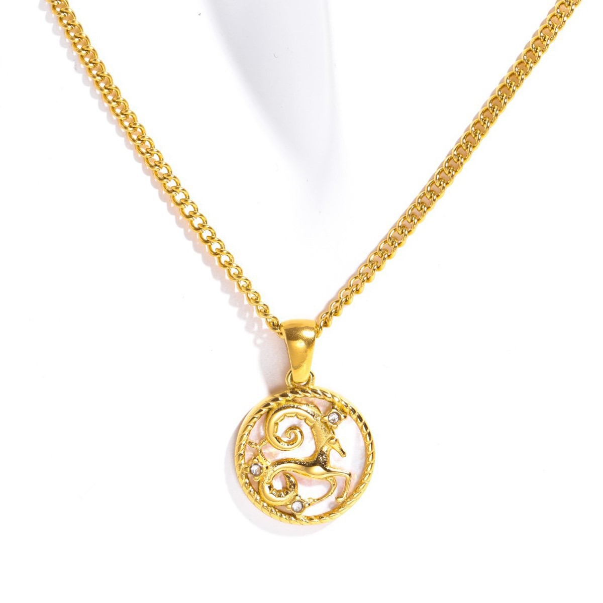 Collar Moneda del Horóscopo, 12 Signos, Bañado en Oro image 16