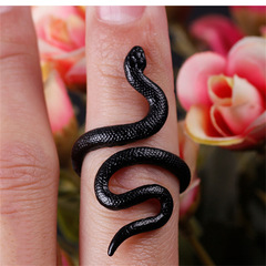Cross-border new arrivals from Europe and America: Snake Black Ring, Geometric Open-Style Adjustable Animal Ring Jewelry&mdash;Factory-Direct Sales for Women