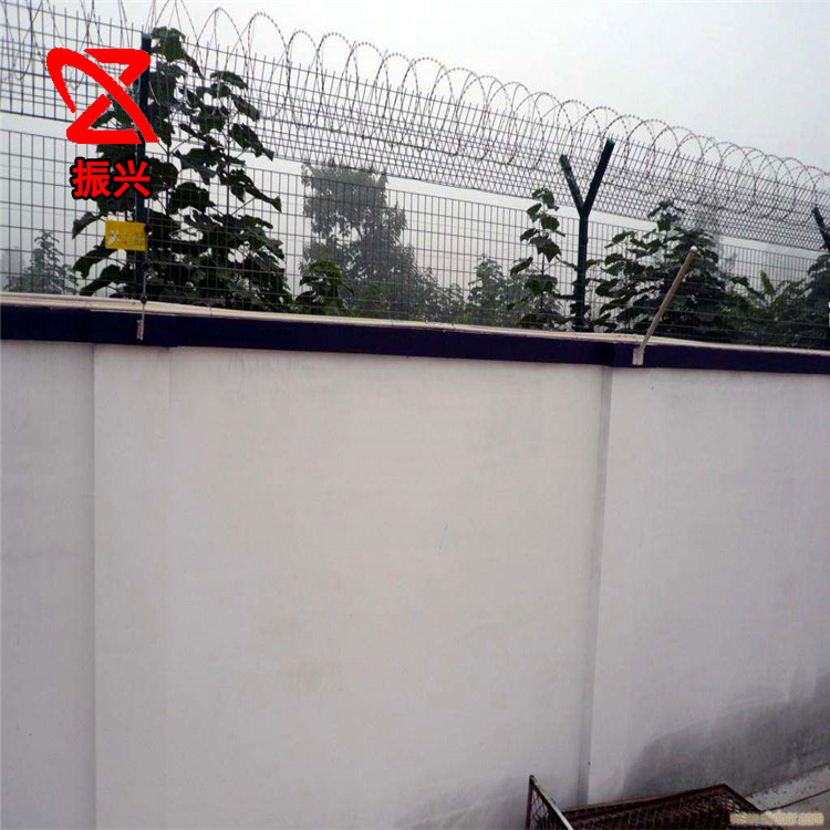 刀片监狱护栏 y型柱刀刺监狱钢网墙刺绳滚笼防攀爬防护网监狱护栏