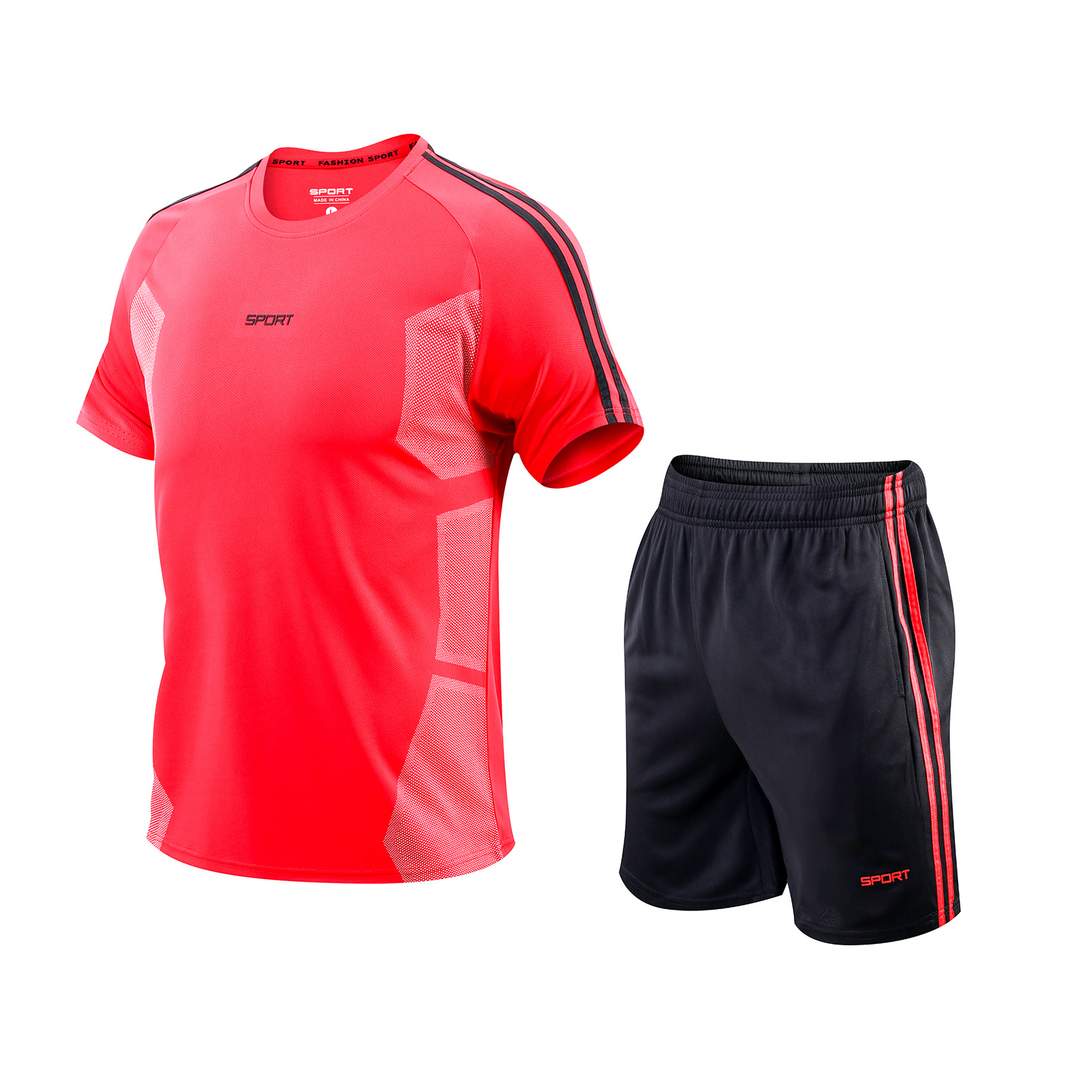 2025 nueva ropa para correr, seda de hielo, deportes de ocio al aire libre, ropa de entrenamiento transpirable de secado rápido de dos piezas, camiseta