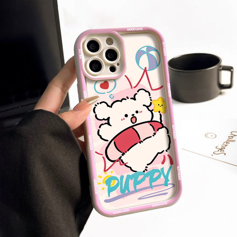 Suitable for Apple Iphone15Promax Cross-Border Swimming Ring Puppy 7P/8P All-Inclusive Tpu Emery Mobile Phone Case XS