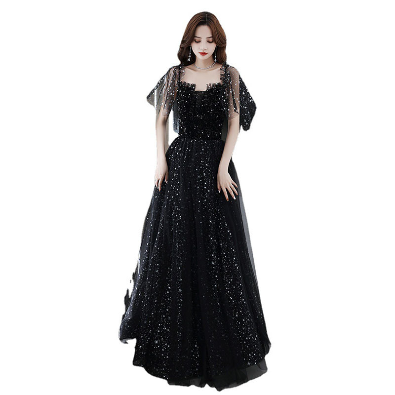 Black elegant evening dress, city style, Birthday gift, french style, lifting effect, graduation party 5