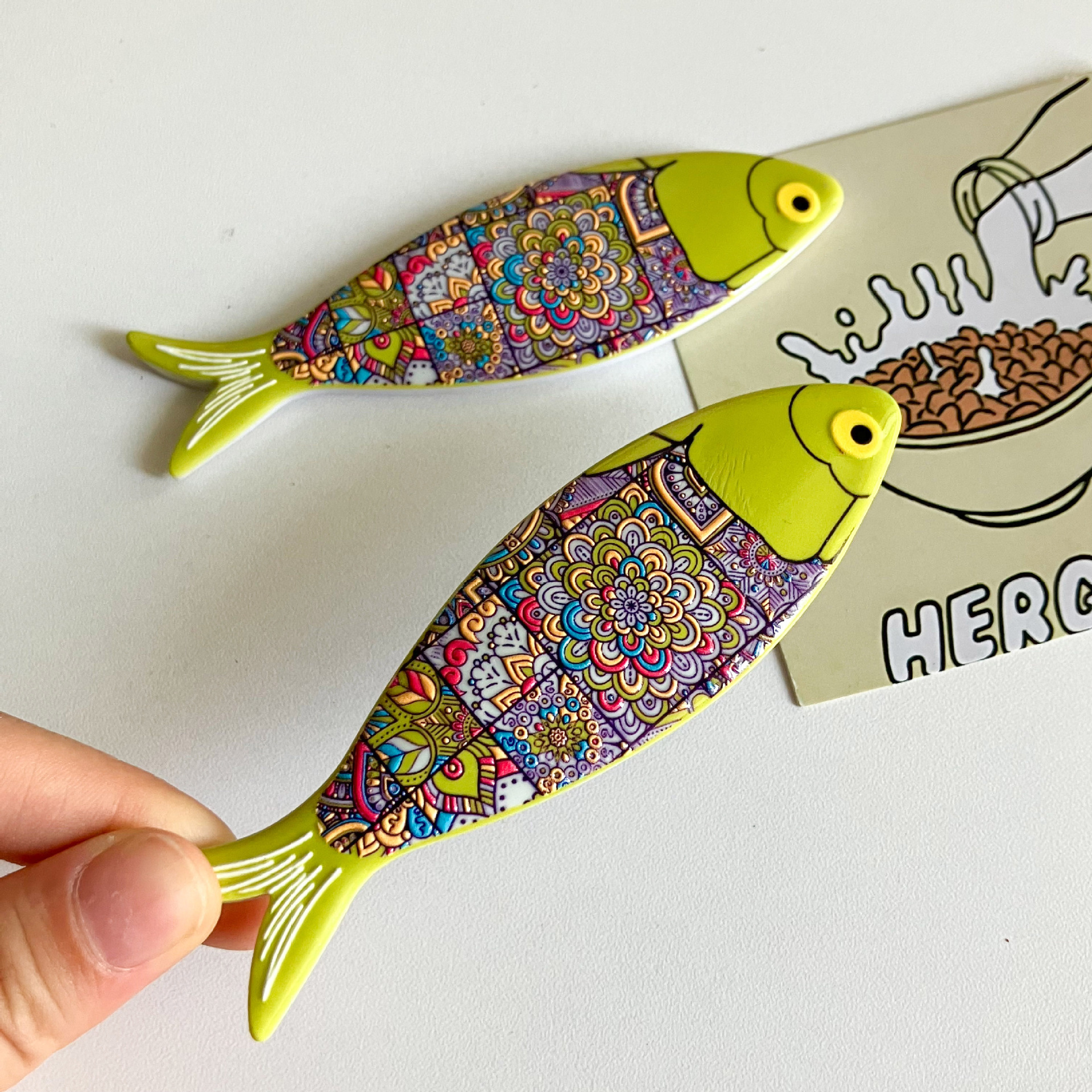 Nueva etiqueta de nevera de pescado transfronteriza estilo bohemio color material de melamina patrón en relieve decoración diaria del hogar