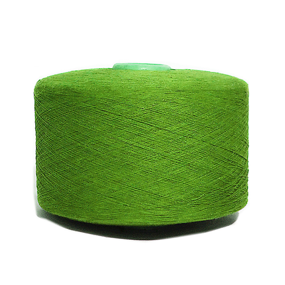 厂家供应气流纺OE纱线碧绿抹茶青色再生TC CVC涤棉纱线拖把毛毯纱