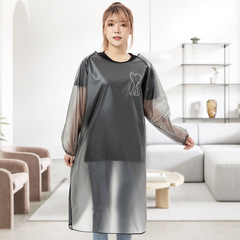 Waterproof apron, long-sleeved coverall for women, home kitchen, oil-proof and catering special soft leather work clothes with customized logo