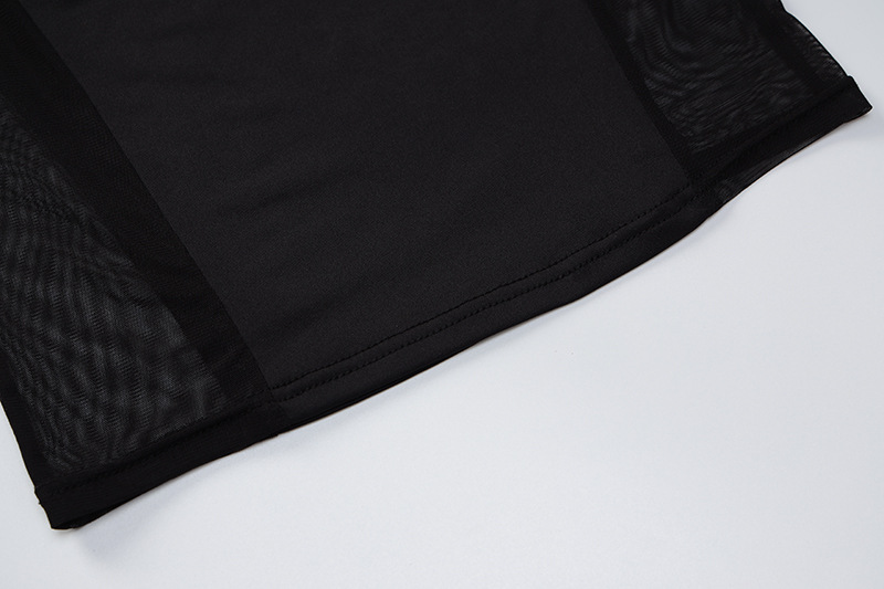 Summer New Mesh Stitching Solid Color Slim Dress Women Clothing 19 Summer New Mesh Stitching Solid Color Slim Dress Women Clothing