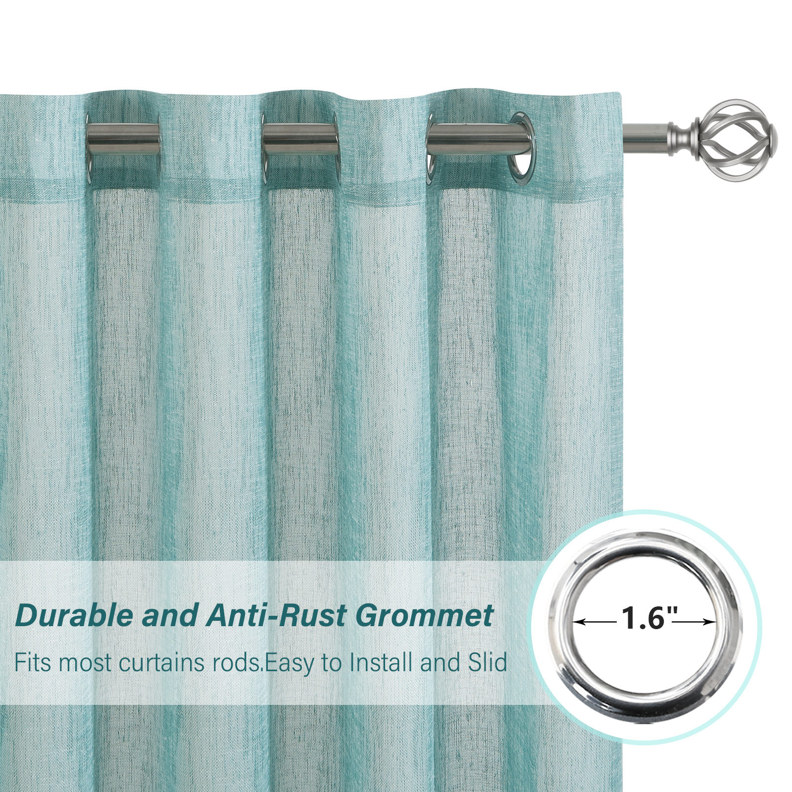 Transfronterizo Amazon venta caliente imitación de lino cortina de anillo cortina moderna simple sólida semi-sombra cortina de tela terminada