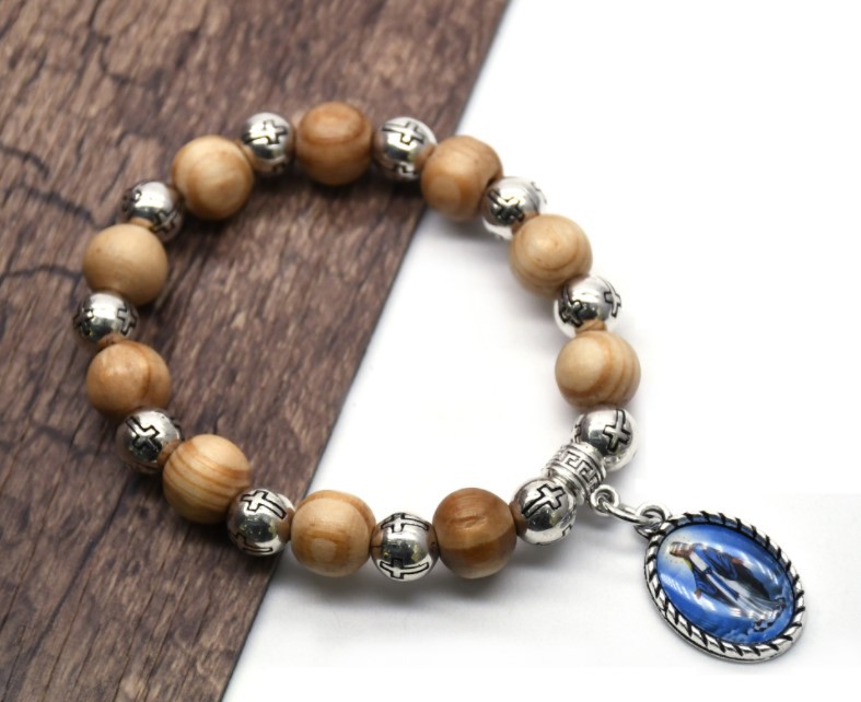Alloy, Plastic, Glass Chain Material Retro Portrait Cross Oval Alloy Plastic Glass Wholesale Bracelets