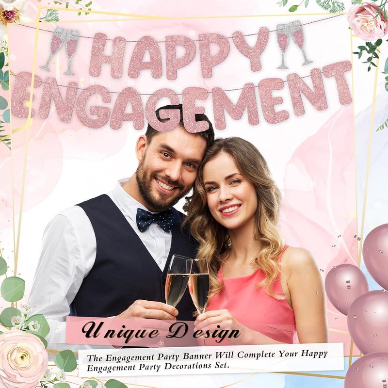 婚约ハッピープルフラッグHappy Engagementピンク婚约ハッピープルフラッグ独身パーティー装饰|undefined