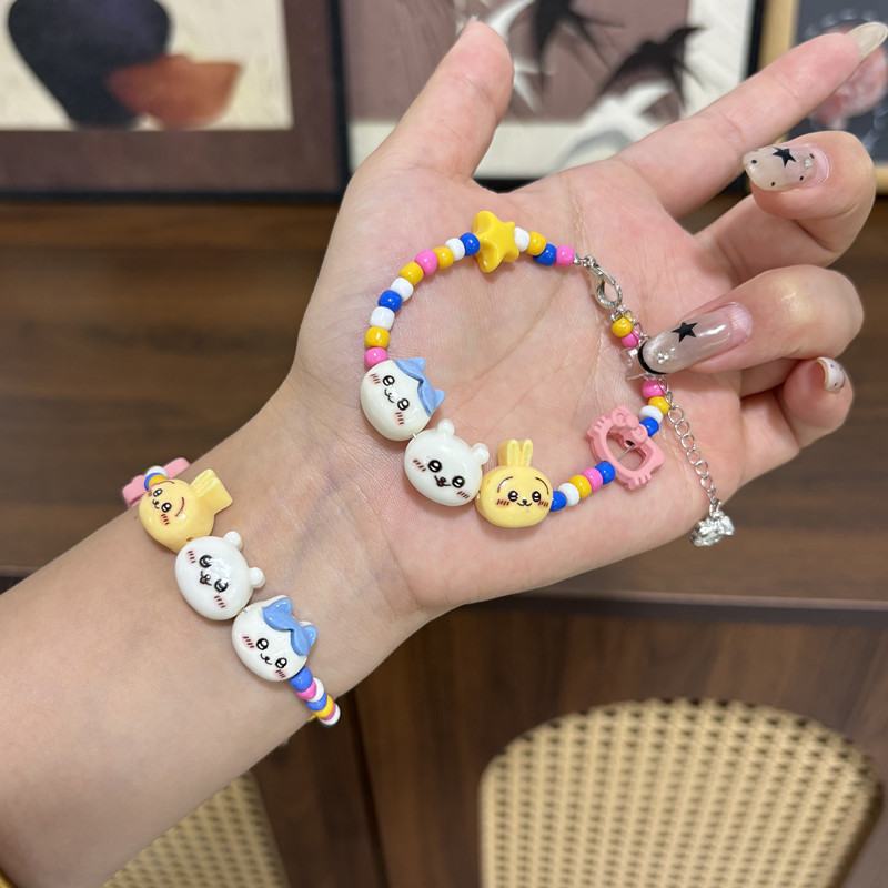 Adorable~ Cute colorful three little Ji Yi family portrait seed bead bracelet, niche and versatile, perfect for best friends
