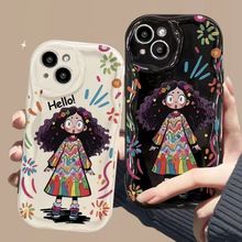 涂鸦女孩适用OPPORENO6/5PRO手机壳个性VIVOX90/80PRO全包款小米