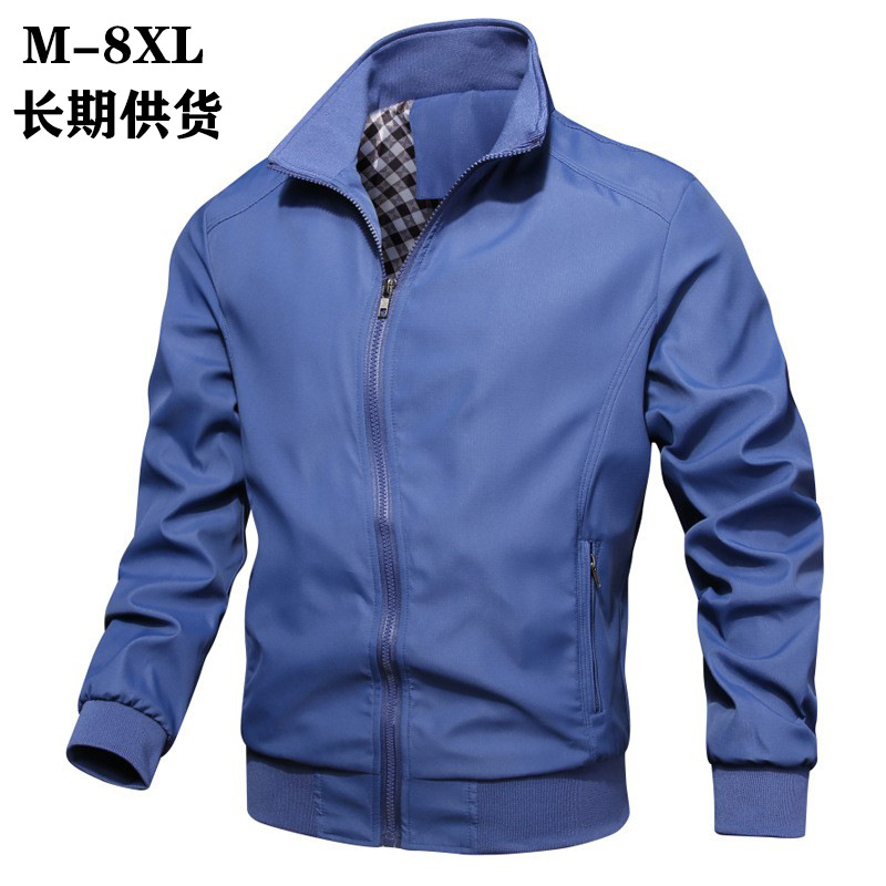 外贸春秋新款薄款商务休闲男夹克休闲立领纯色外套夹克批发Jacket