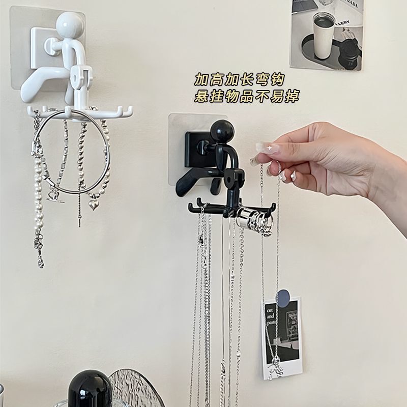 Cartoon Rotating Jewelry Hook for Entryway Door, Creative No-Drill Wall-Mounted Key Holder, Bag and Tissue Storage Hook Rack