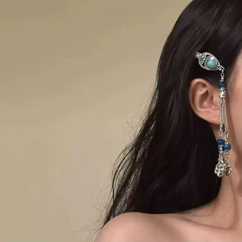 民族风治愈系闪钻珍珠名族风前额流苏边夹女个性刘海夹发卡发饰|undefined