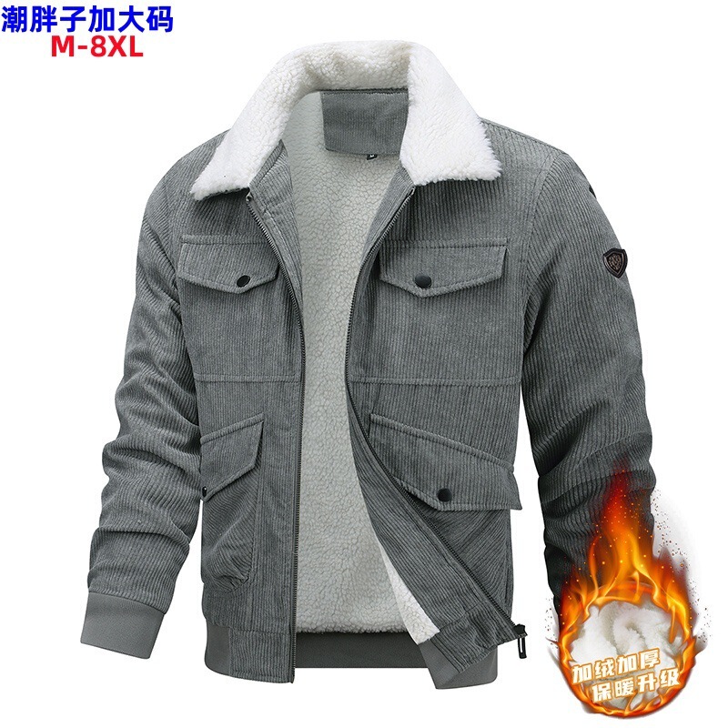 New coat men's winter clothing middle-aged and elderly lapel jacket fleece-lined thickened casual large warm frock top