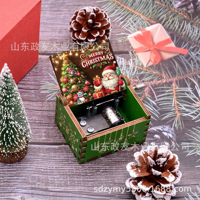 woodiness Merry Christmas The music box Decoration classical carving Hand shake Music box Christmas Music box wholesale