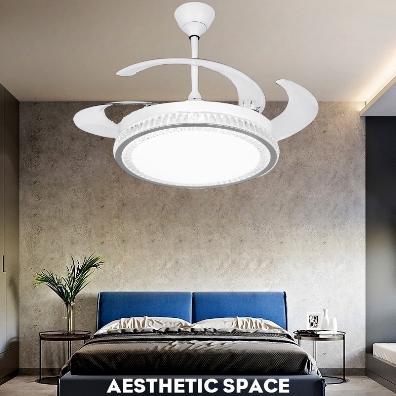 Restaurant Bedroom Zhongshan Lighting Ceiling Lamp Variable Frequency Silent Fan Lamp Led Ceiling Fan Lamp Modern Simple