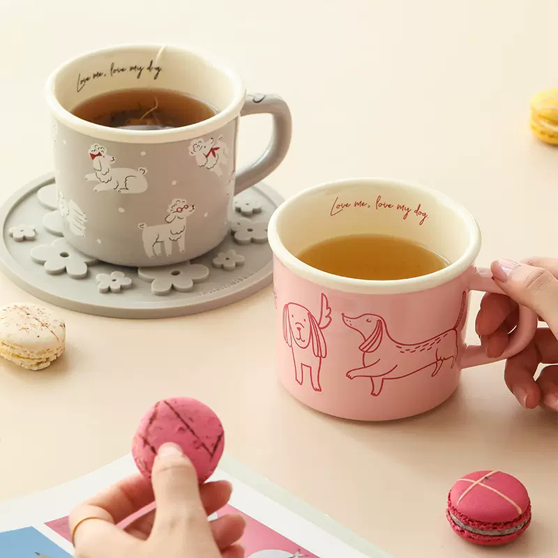 可爱马克杯设计感水杯带把高颜值陶瓷杯子小众卡通女早餐杯家用