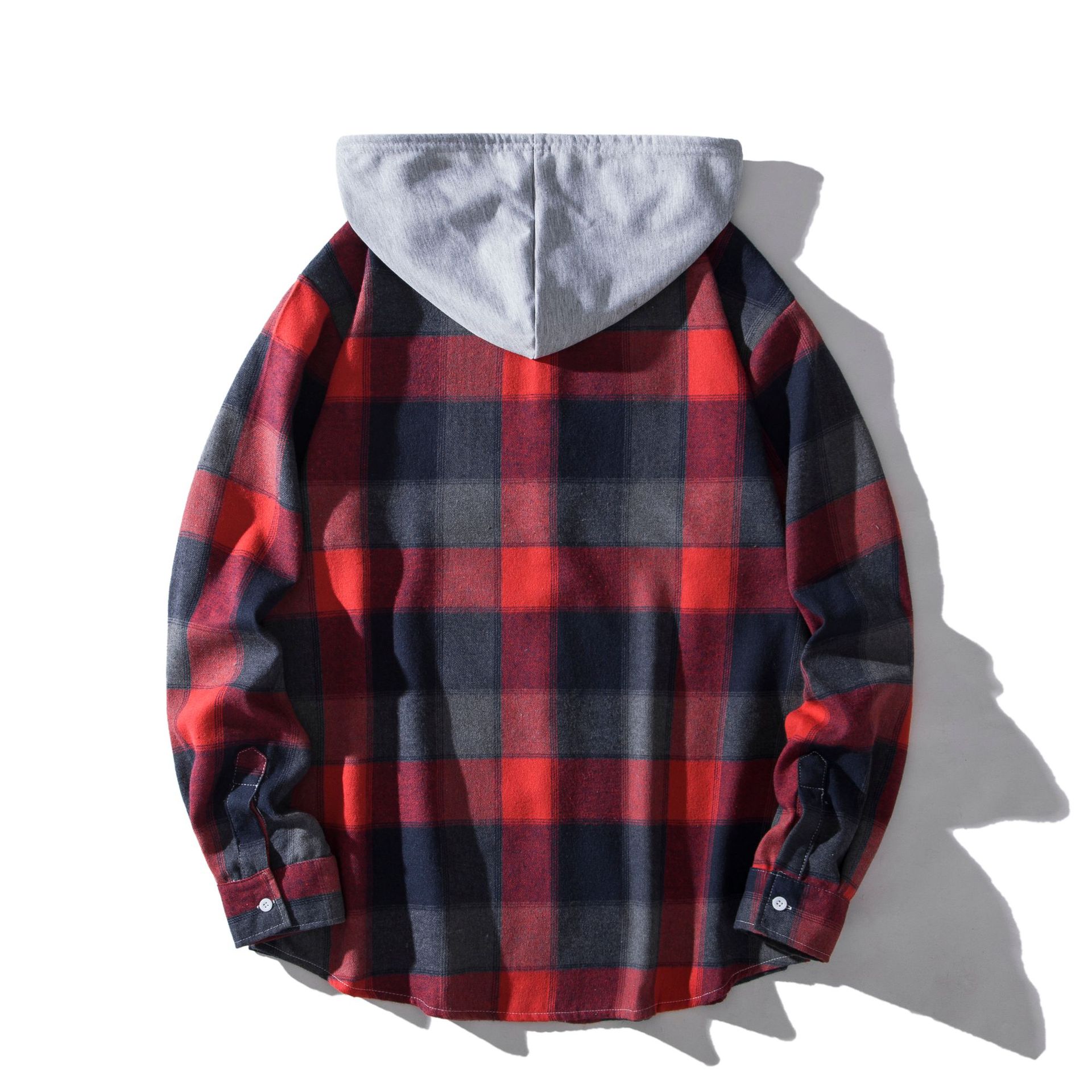 Herren Flanellhemd Mit Kapuze Kariertes Oversized Freizeithemd_voghion.com