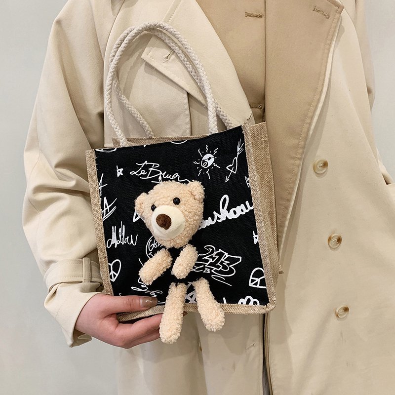 Caja de almuerzo portátil Bento bolsa de lona 2021 Nuevo estilo coreano ins Bolsa de hombro de clase de estudiante universitario