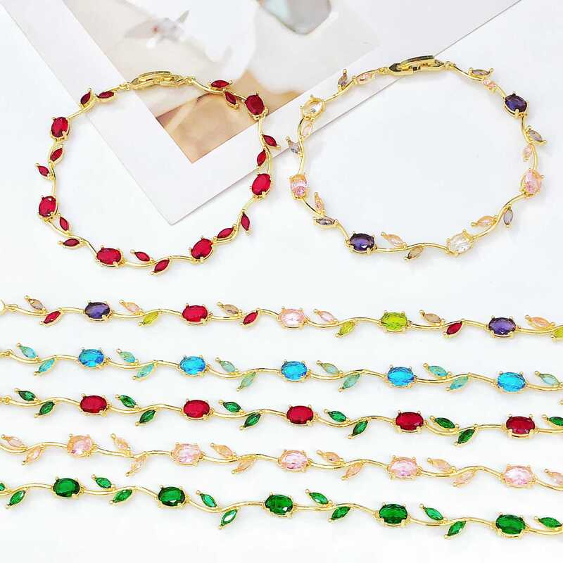 Cross-Border Hot-Selling Gold-Plated Tourmaline Candy-Colored Lily-Of-The-Valley Leaf Bracelet for Women, High-End Light Luxury Hand Jewelry Wholesale Cross-Border Hot-Selling Gold-Plated Tourmaline Candy-Colored Lily-Of-The-Valley Leaf Bracelet for Women, High-End Light Luxury Hand Jewelry Wholesale