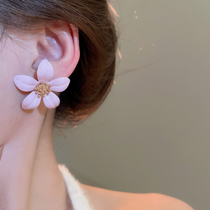 1 Par Dulce Flor Esmalte Aleación Hierro Pendientes display picture 32