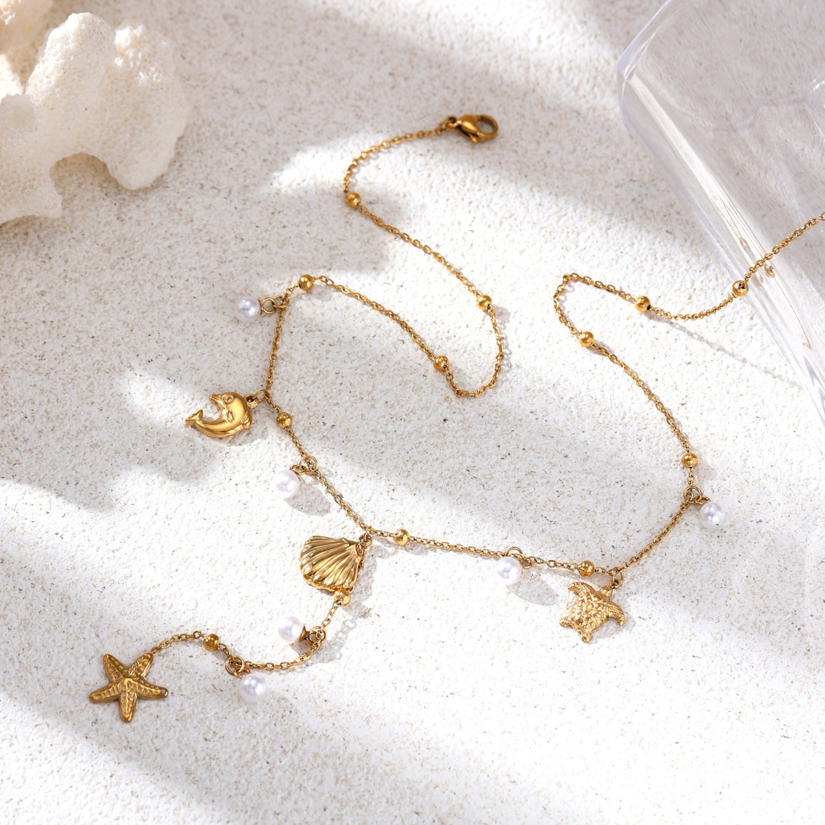 Alta Europa y América de moda acero inoxidable chapado en oro 18 quilates serie de mar conchas colgante estrella de mar de alta calidad mujer image 4