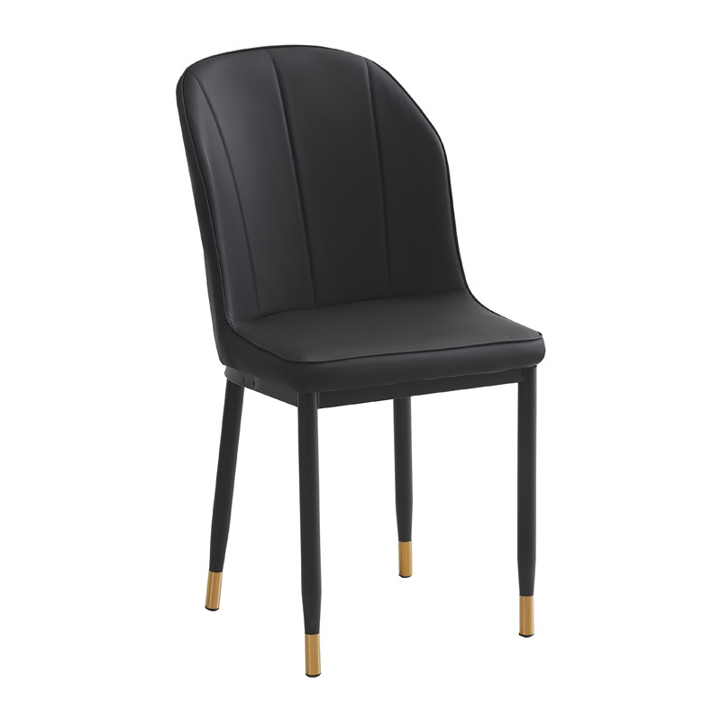 Silla de respaldo simple moderna silla de cuero silla de ocio silla de comedor de paquete suave silla de negociación silla de comedor de tres filas