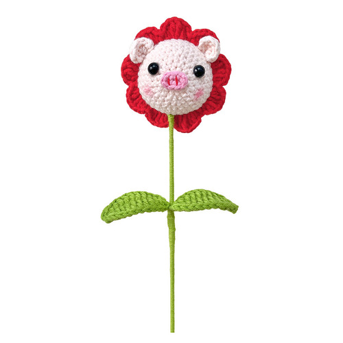 Handmade Woven Simulation Pig Bouquet Cute Single Flower Bouquet Finished Product Festival Gift for Goddess