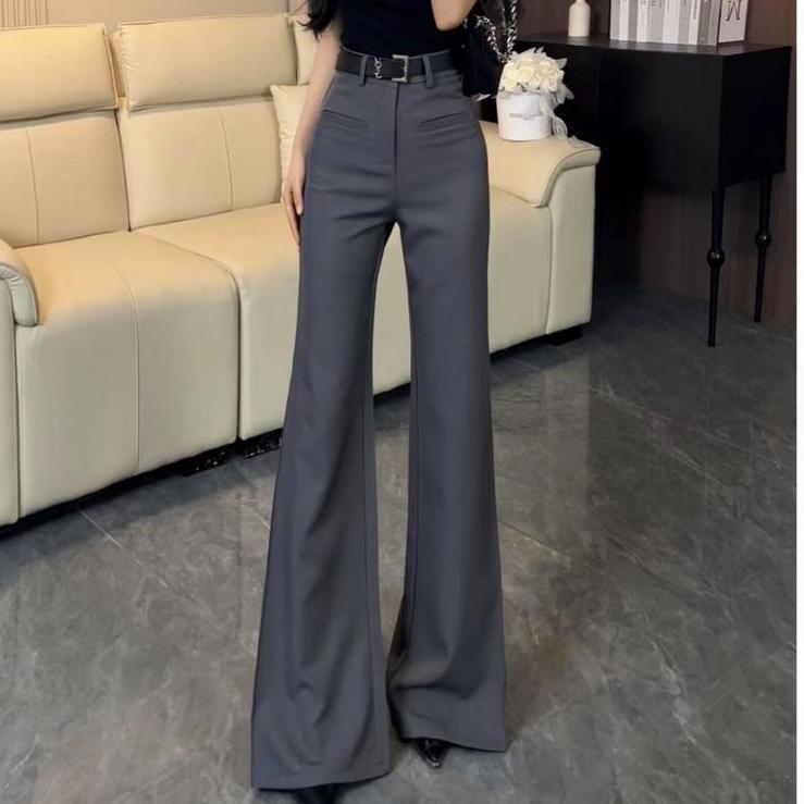 休闲气质西装阔腿裤女春夏百搭修身显瘦压褶喇叭直筒长裤子2025|undefined